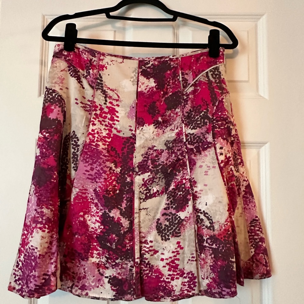 Ann Taylor Pink Pleated Mini Skater Skirt